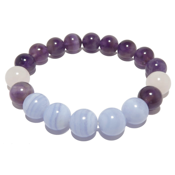 blue lace agate, rose quartz, amethyst stretch bracelet for sleep