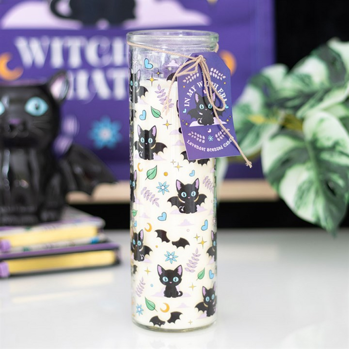 Cute and Creepy Cat Print Lavender Tube Candle 🇬🇧