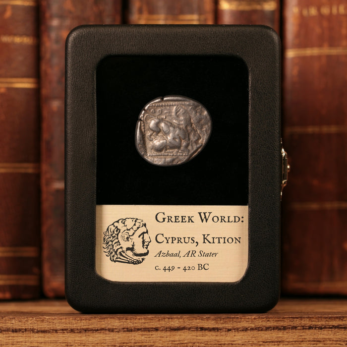 Cyprus, City of Kition, Azbaal, AR Stater, Heracles & Lion - c. 449 to 420 BCE - Greek World