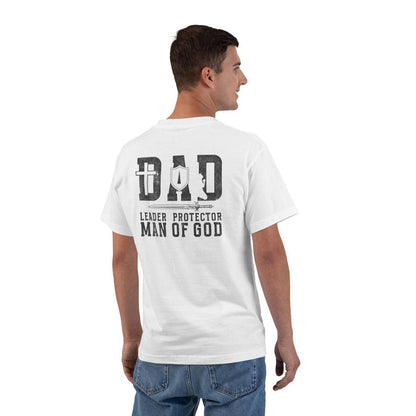 Dad Christian Shirt - Leader Protector Man of God T-Shirt, Faith Fathers Day Gift, Christian Dad Tee for Men of Faith, Godly Christian Dad