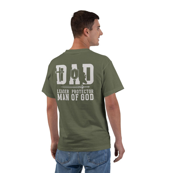 Dad Christian Shirt - Leader Protector Man of God T-Shirt, Faith Fathers Day Gift, Christian Dad Tee for Men of Faith, Godly Christian Dad