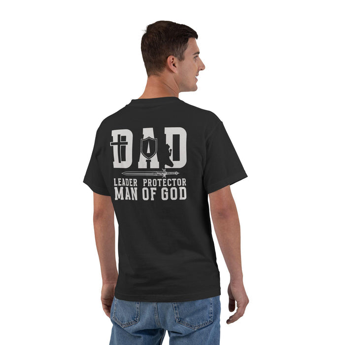 Dad Christian Shirt - Leader Protector Man of God T-Shirt, Faith Fathers Day Gift, Christian Dad Tee for Men of Faith, Godly Christian Dad