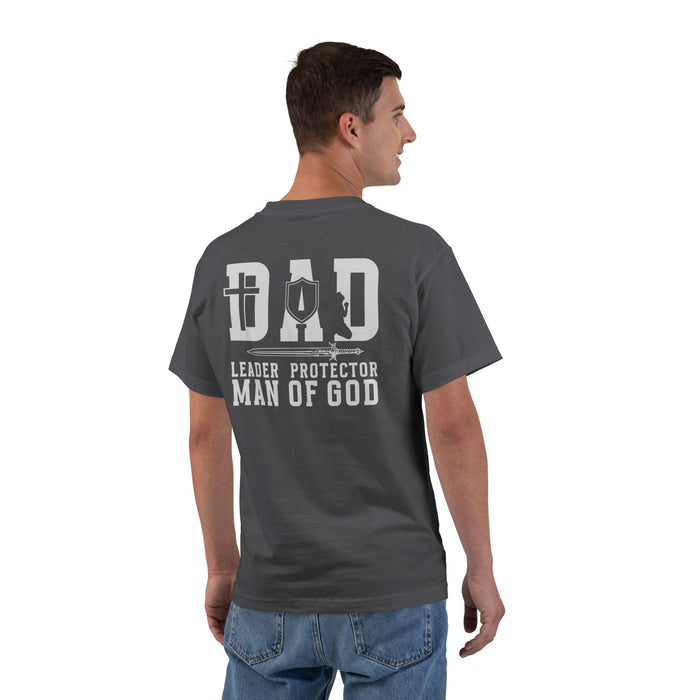 Dad Christian Shirt - Leader Protector Man of God T-Shirt, Faith Fathers Day Gift, Christian Dad Tee for Men of Faith, Godly Christian Dad