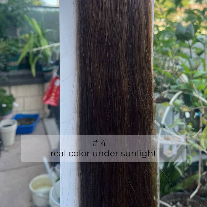 Dark Brown #4 Straight Human Hair Extensions in Natural Sunlight Nano Beads