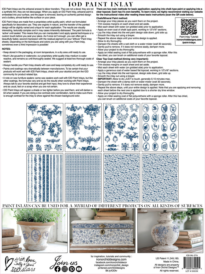 Delft Traditions Azure Paint Inlay by IOD, Iron Orchid Designs Back