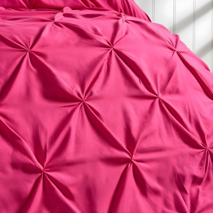 Diamond Pintuck Pinch Pleat Duvet Set - Hot Pink 🇬🇧