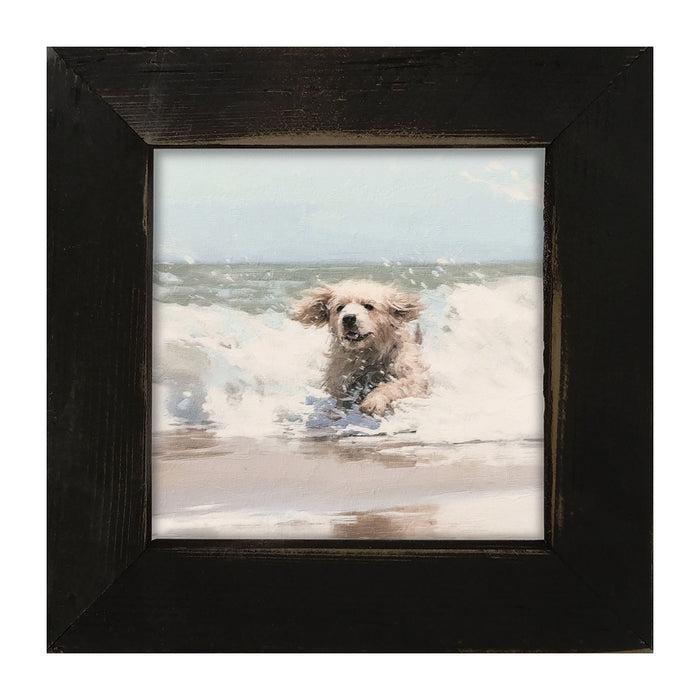 Dog running in water - Framed Art