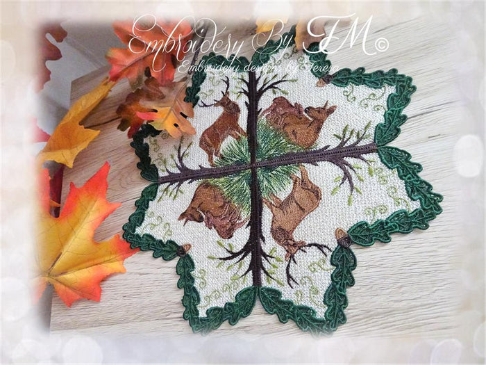 Doily FSL with deers/ 5x7 hoop