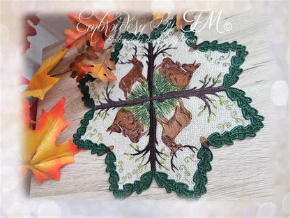 Doily FSL with deers/ 5x7 hoop