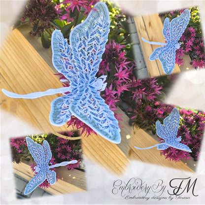 Dragonfly blue 3D / two sizes / 5x7 hoop and 4x4 hoop