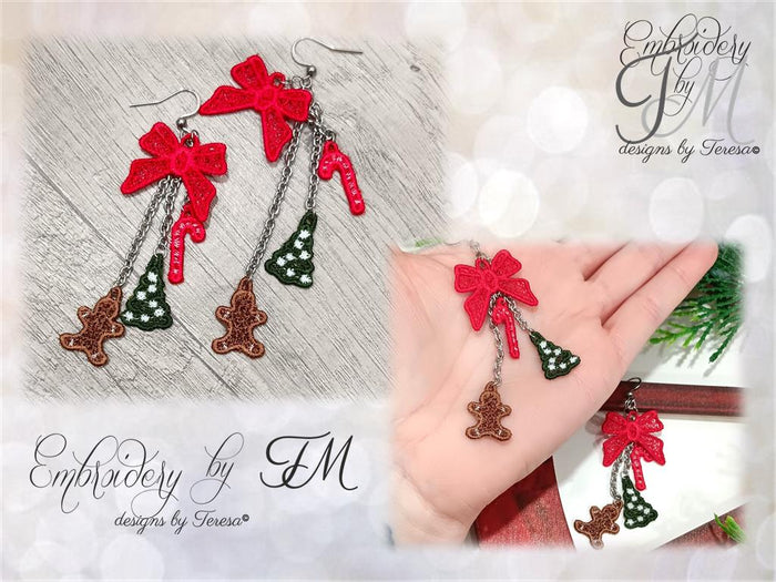 Earrings christmas set/ 4x4 hoop