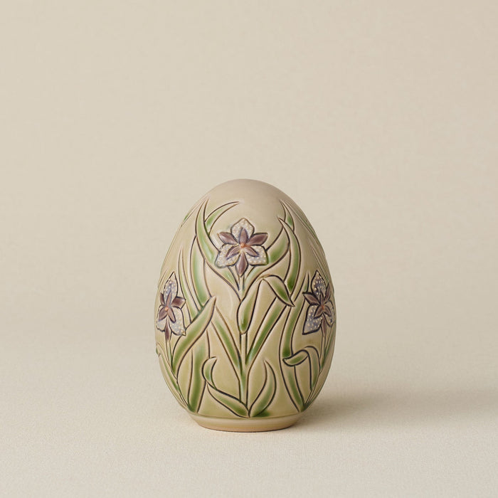 Handcrafted ceramic egg by Rookwood Pottery