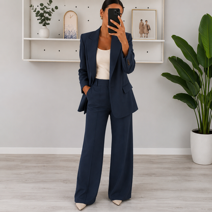 Élise™ Lapel Blazer & Slim Trousers Set