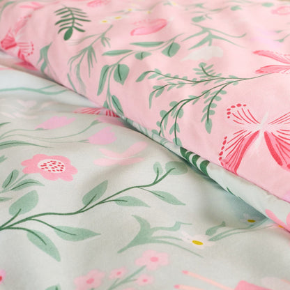Enchanted Unicorn Print Duvet Cover Set - Sage/Pink 🇬🇧
