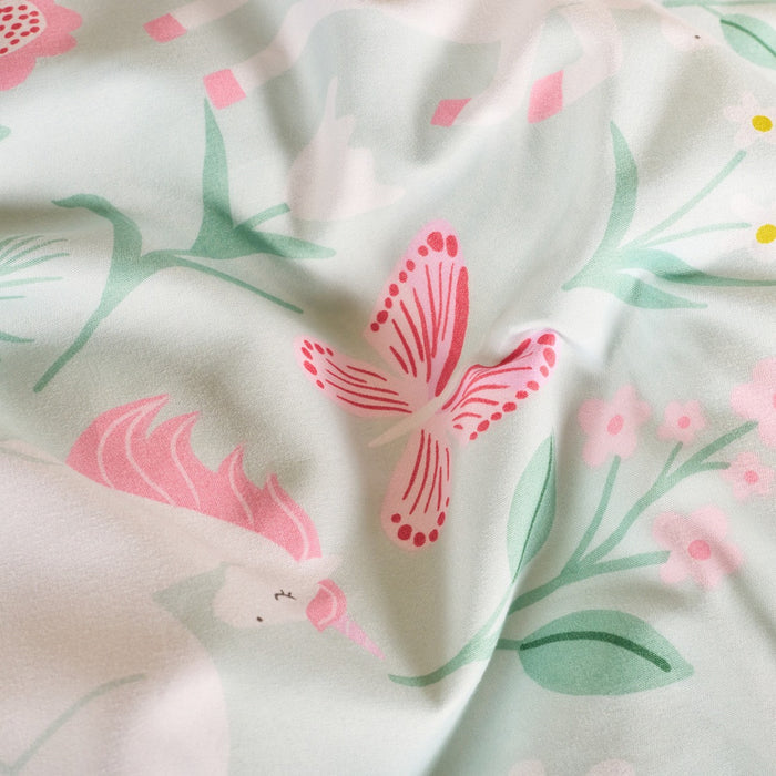 Enchanted Unicorn Print Duvet Cover Set - Sage/Pink 🇬🇧
