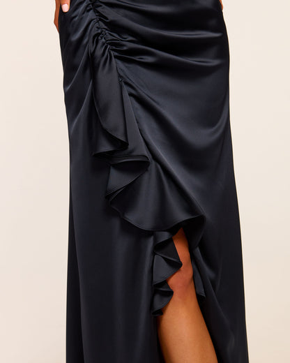 Galilee Strapless Ruffle Gown | NAVY