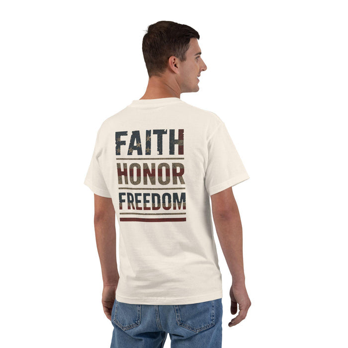 Faith Honor Freedom T-Shirt - Patriotic Christian American Flag Shirt, God and Country Graphic Tee for Men and Women, Christian Gifts Men
