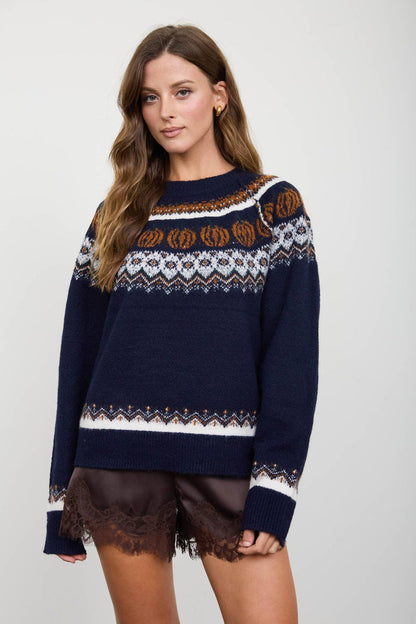 Fall pumpkin sweater : navy