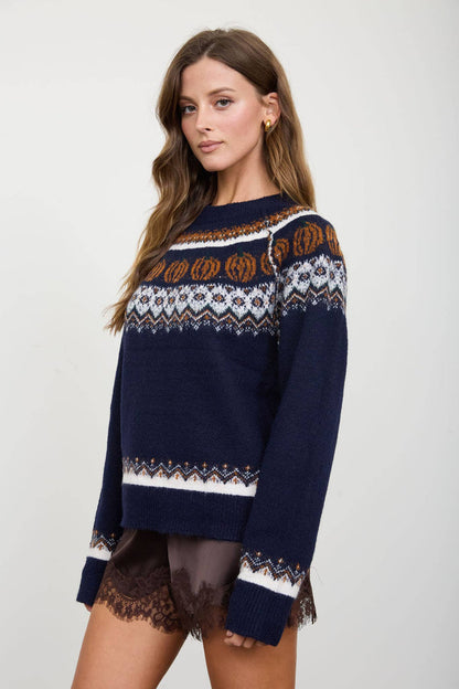 Fall pumpkin sweater : navy