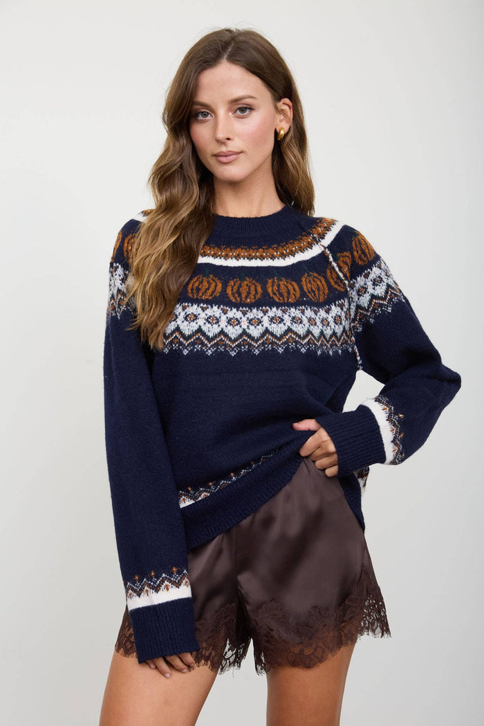 Fall pumpkin sweater : navy