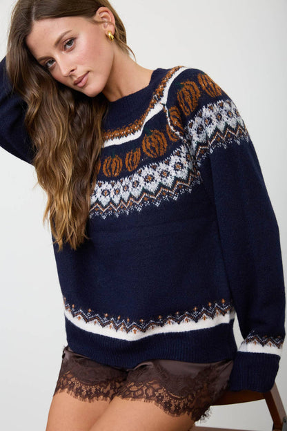 Fall pumpkin sweater : navy