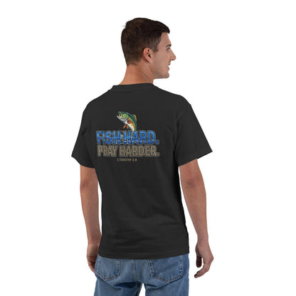 Fish Hard Pray Harder T-Shirt: Christian Fishing Gift