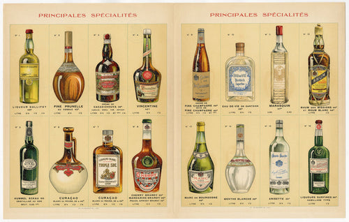 French Eugene Vincent & Co. Liqueurs, Main Specialties Alcohol Advertising Lithograph, Lyon