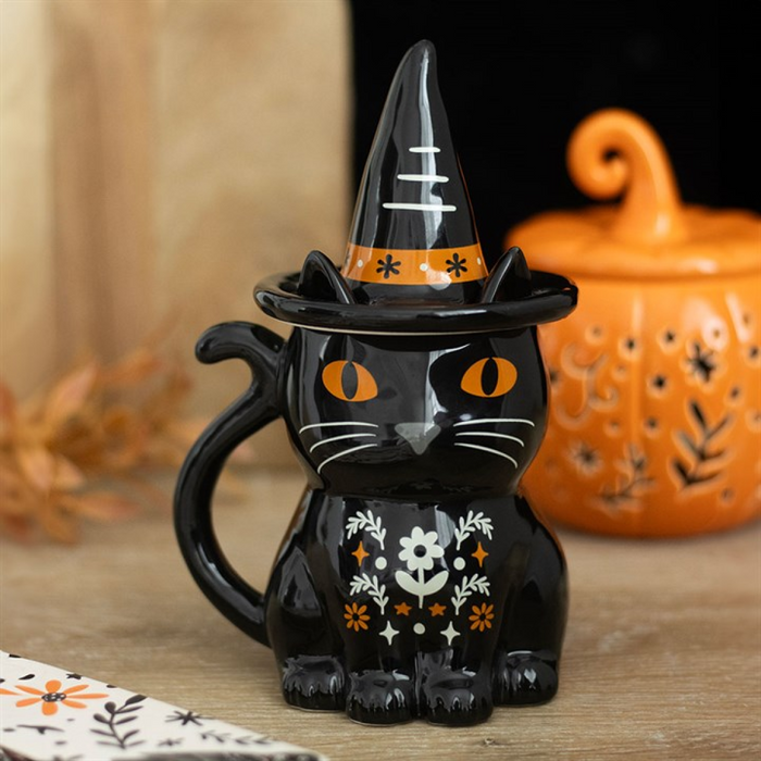 Frightful Folk Black Cat Lidded Mug 🇬🇧