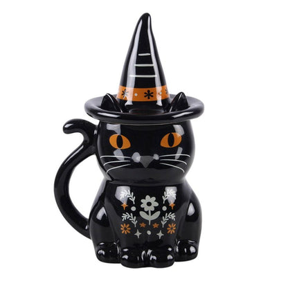 Frightful Folk Black Cat Lidded Mug 🇬🇧