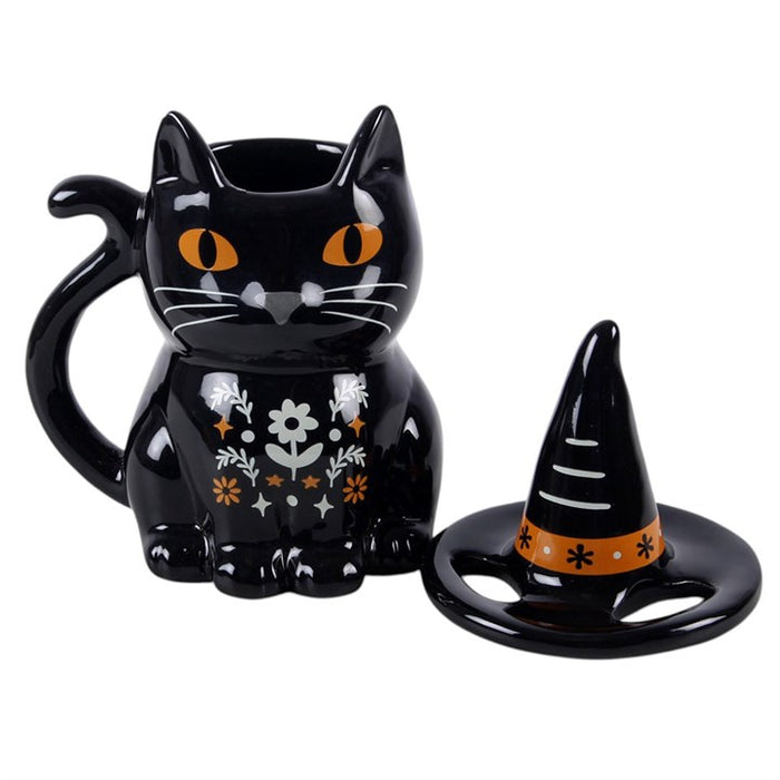 Frightful Folk Black Cat Lidded Mug 🇬🇧