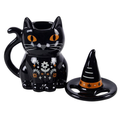 Frightful Folk Black Cat Lidded Mug 🇬🇧