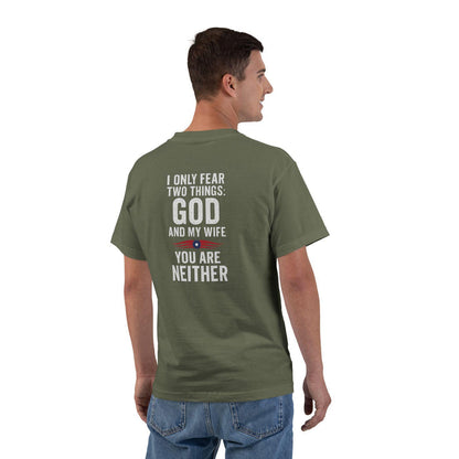 Funny Christian T-Shirt, Humorous Graphic Tee, Short-Sleeve Shirt, Gift for Him, Casual Wear, Quirky Outfit