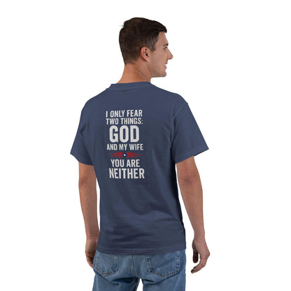 Funny Christian T-Shirt, Humorous Graphic Tee, Short-Sleeve Shirt, Gift for Him, Casual Wear, Quirky Outfit