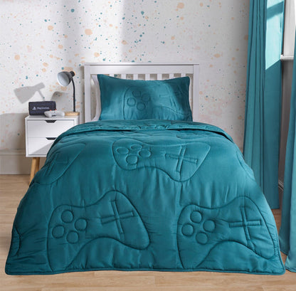 Gaming Quilted 7.5 Tog Duvet Set - Teal 🇬🇧