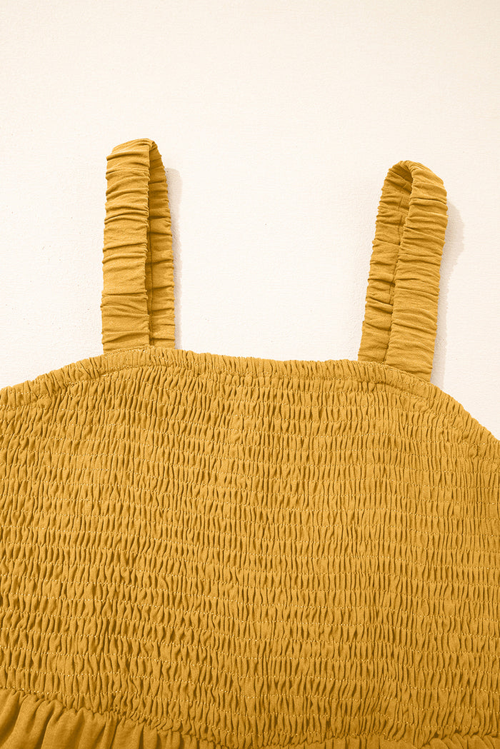 Ginger Smocked Sleeveless Wide Leg Jumpsuit with Pockets 🇺🇸