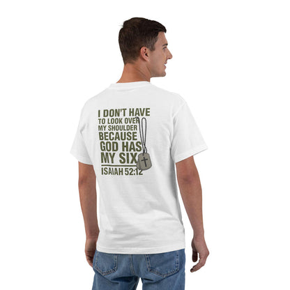 God Has My Six Christian T-Shirt - Isaiah 52:12 Bible Verse Tee, Faith Over Fear Shirt, Christian Military and Patriot Apparel