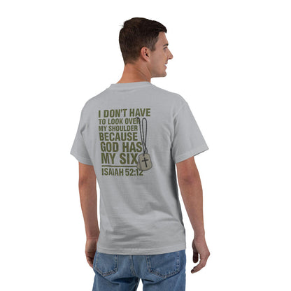 God Has My Six Christian T-Shirt - Isaiah 52:12 Bible Verse Tee, Faith Over Fear Shirt, Christian Military and Patriot Apparel