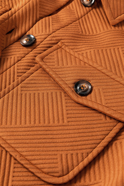 Gold Flame Textured Collared Drop Shoulder Buttoned Front Duster Coat 🇺🇸