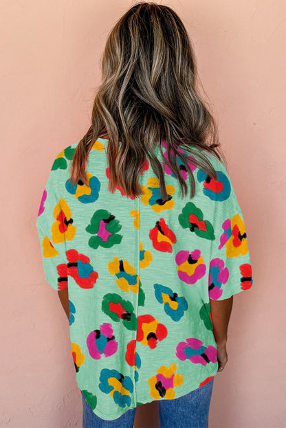 Green Leopard Drop Shoulder Oversize Tee 🇺🇸