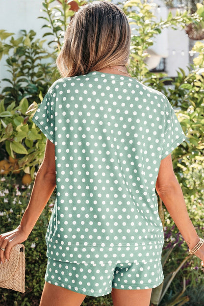 Green Polka Dot Print Short Set 🇺🇸