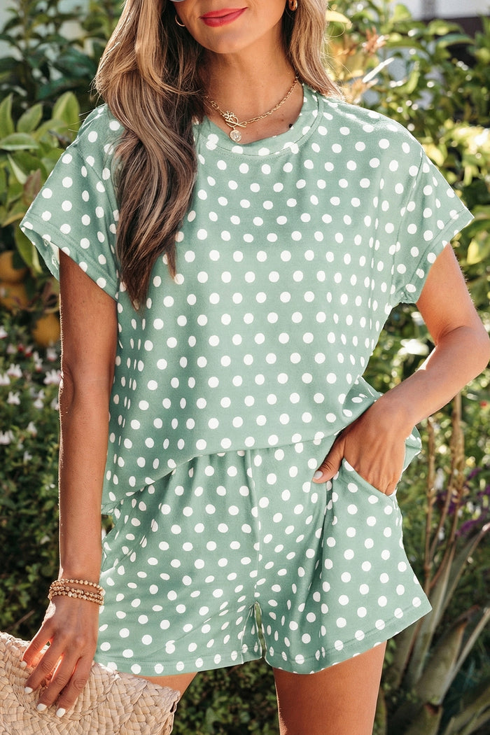 Green Polka Dot Print Short Set 🇺🇸