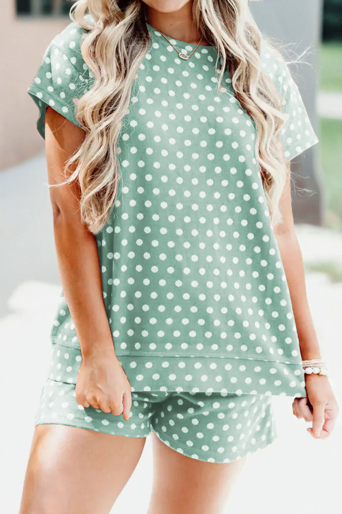 Green Polka Dot Print Short Set 🇺🇸