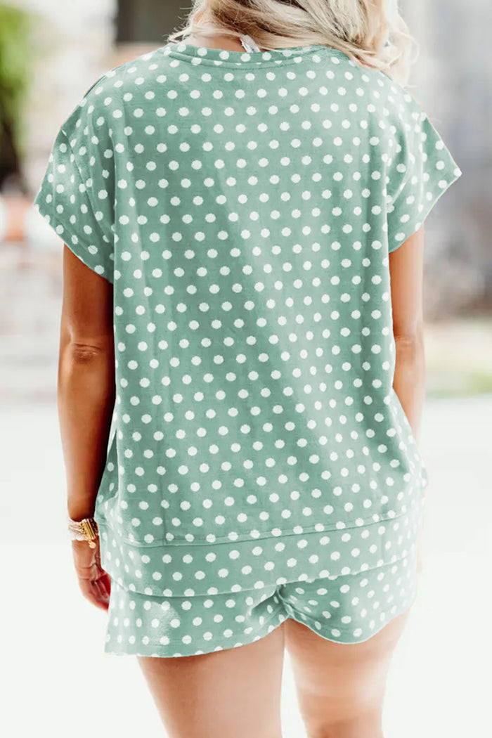 Green Polka Dot Print Short Set 🇺🇸
