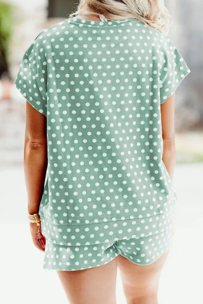 Green Polka Dot Print Short Set 🇺🇸