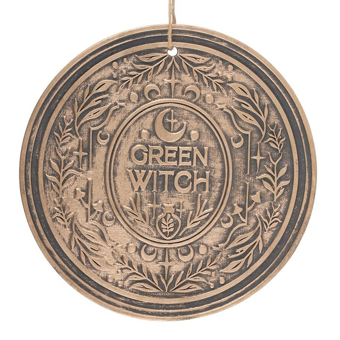 Green Witch Bronze Effect Terracotta Hanging Plaque 🇬🇧