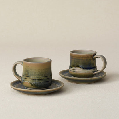 Hand-thrown espresso cup set by Rookwood Pottery