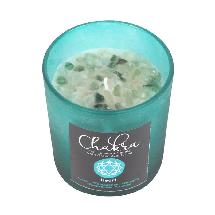 Heart Chakra Mint Crystal Chip Candle 🇬🇧