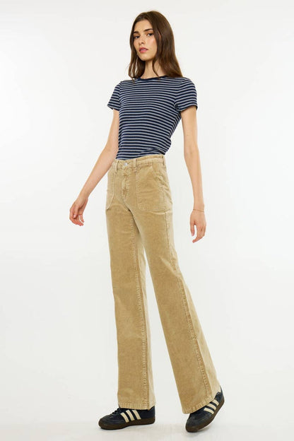 HIGH RISE WIDE FLARE-KC20153TP: TAUPE / 13/30