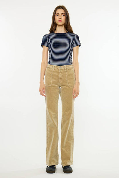 HIGH RISE WIDE FLARE-KC20153TP: TAUPE / 3/25