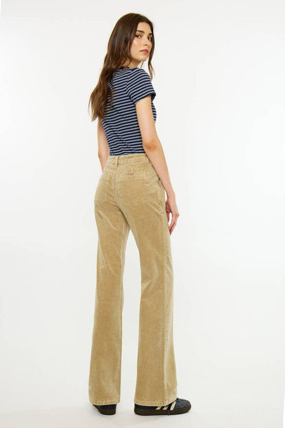 HIGH RISE WIDE FLARE-KC20153TP: TAUPE / 7/27
